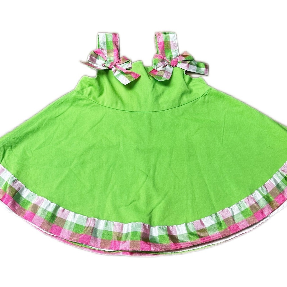 Rare Editions Green and Pink Kids Casual Dress